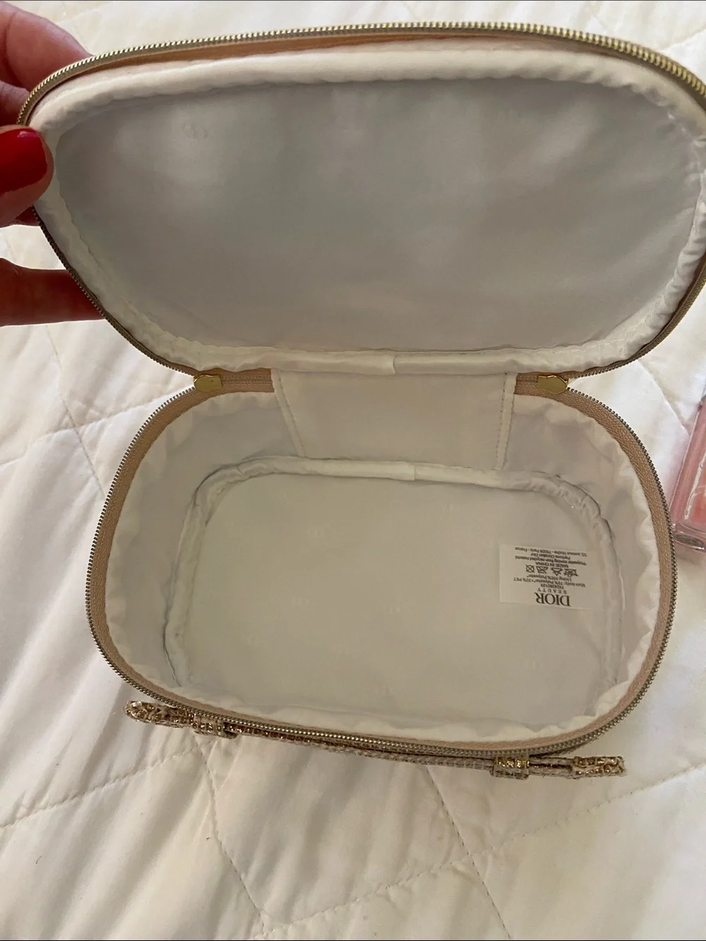 Dior Gold Cosmetic Pouch with Lip essentials, Mascara and Cream